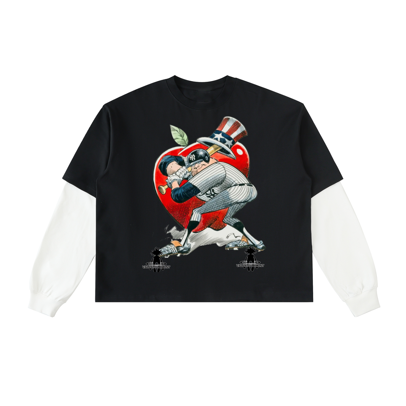 Layered Contrast Sleeve Cotton T-Shirt