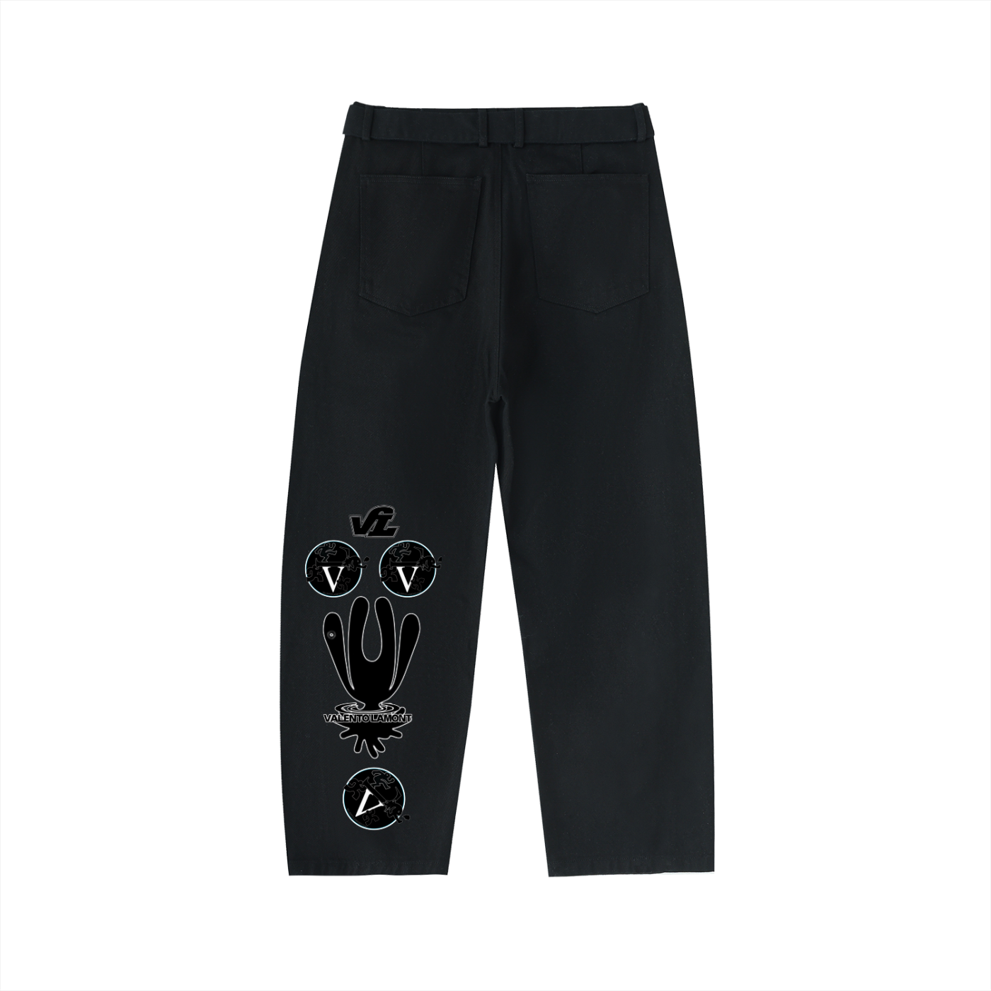 Twisted-Seam Belted Curved-Blade Pants