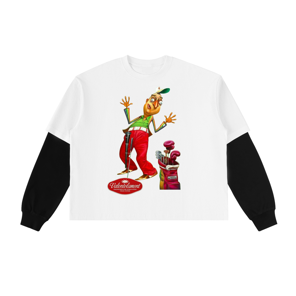 Layered Contrast Sleeve Cotton T-Shirt