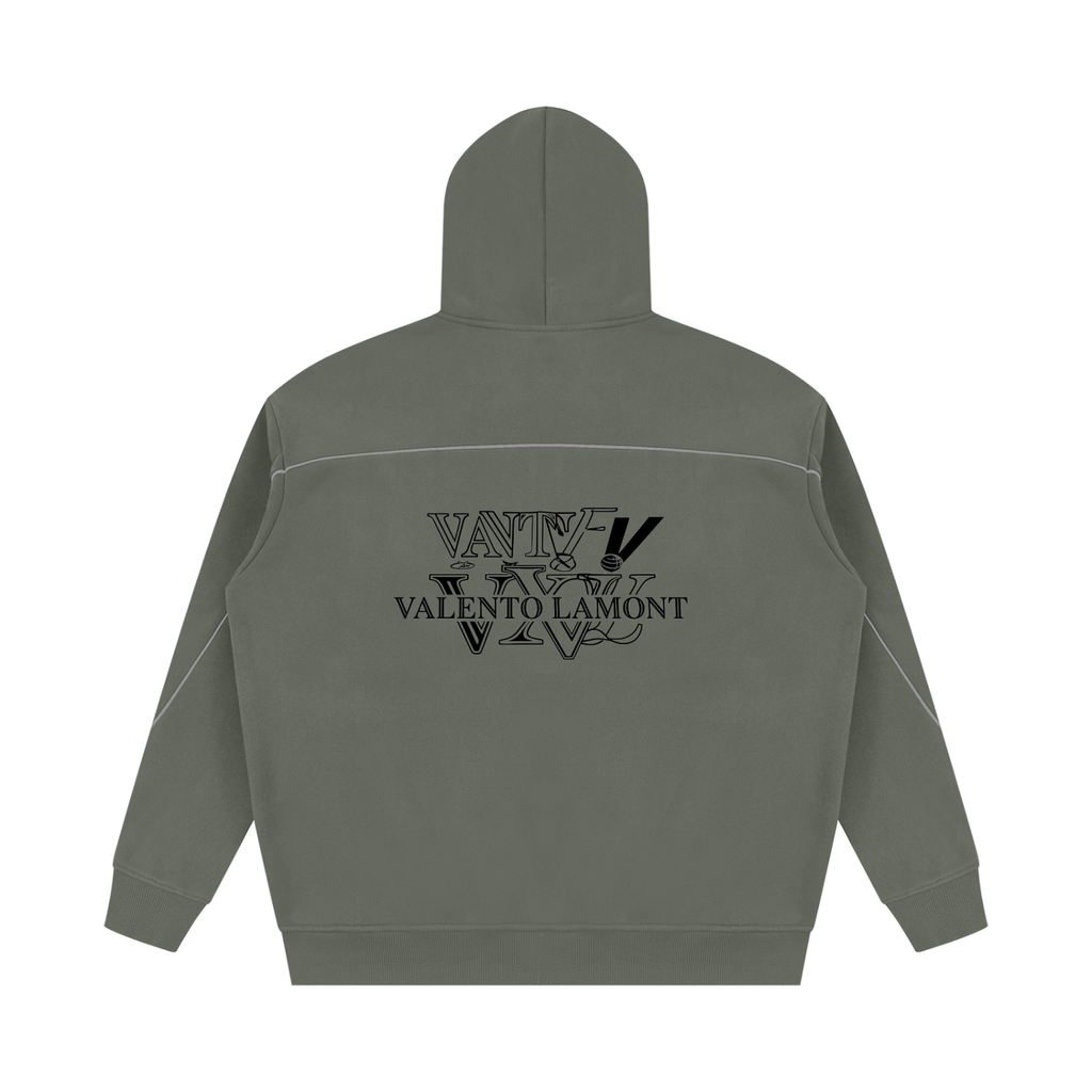 V Oversized Piping Fleece Hoodie