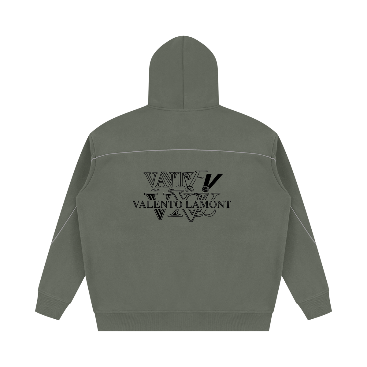 V Oversized Piping Fleece Hoodie