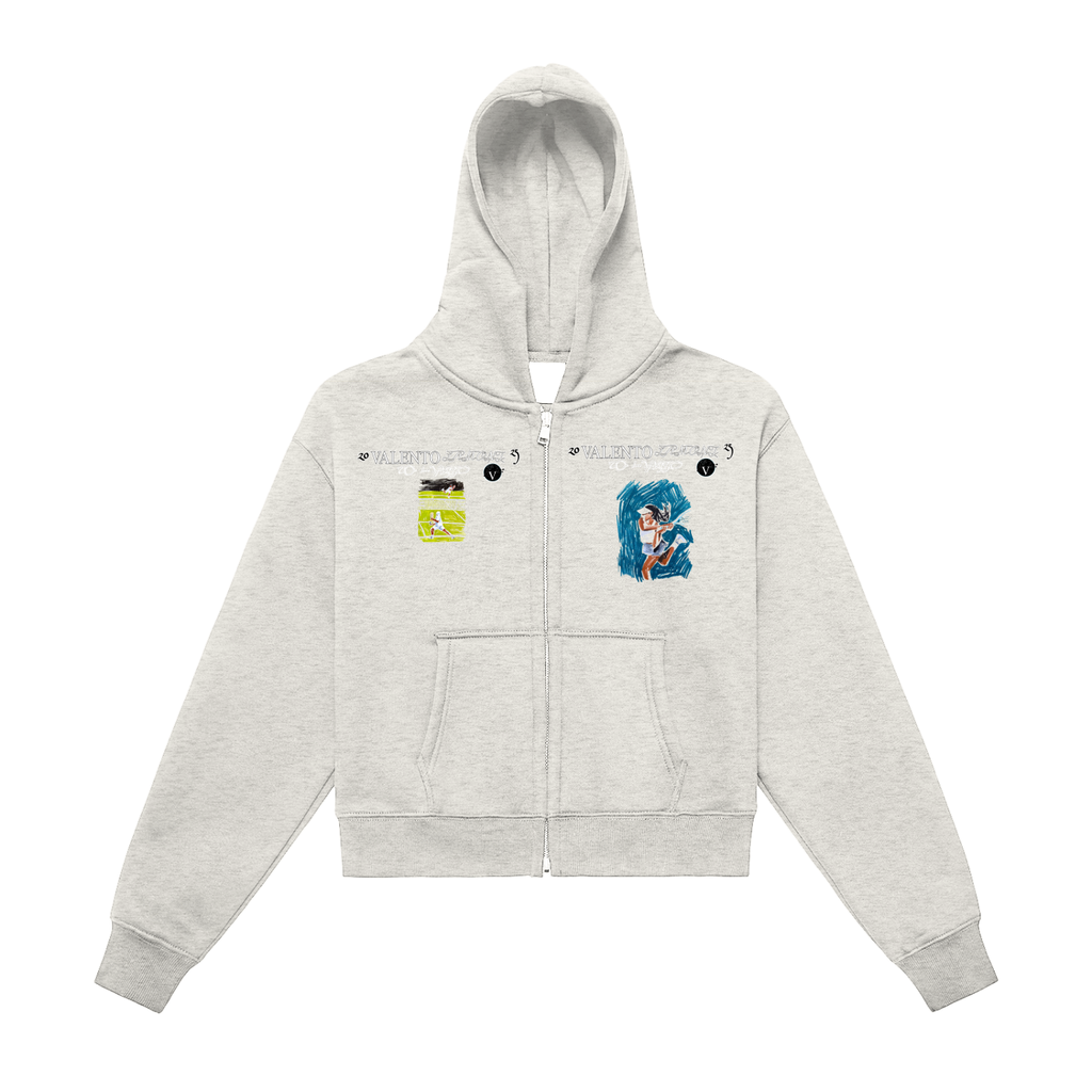 Fleeced Zip-Up Cropped Hoodie