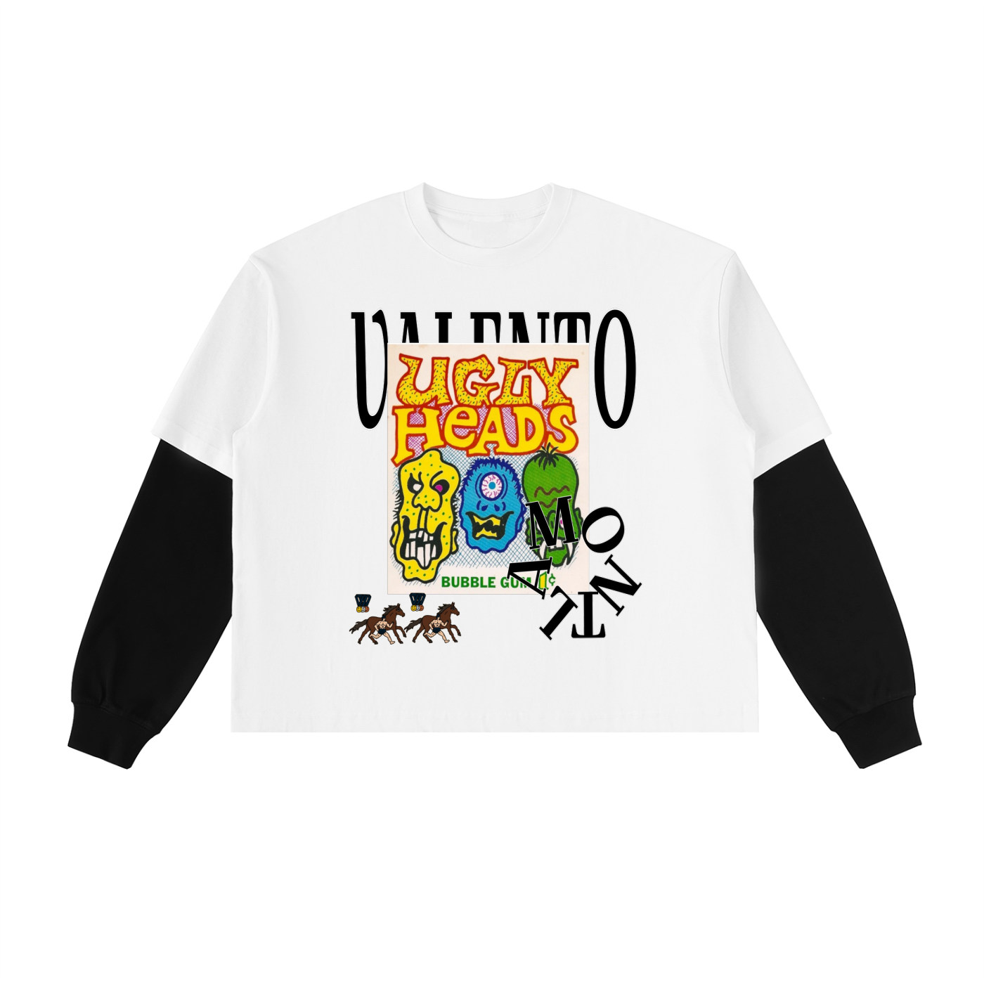 Layered Contrast Sleeve Cotton T-Shirt