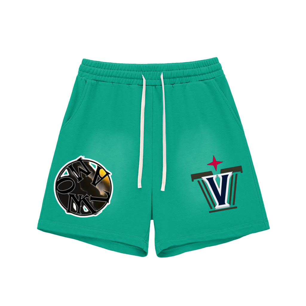 Sun Fade Raw Edge Cotton Shorts