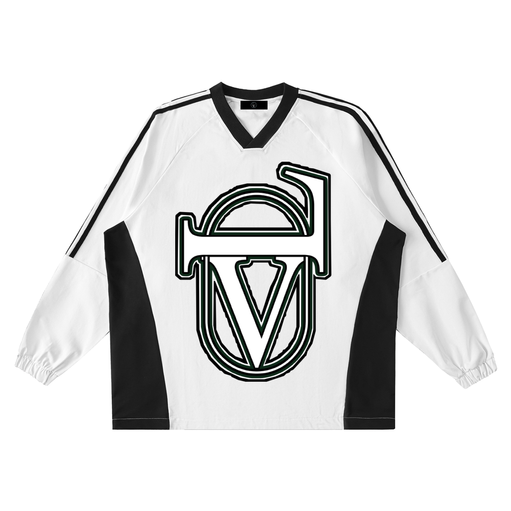 Color-Block V-Neck Long-Sleeve T-Shirt