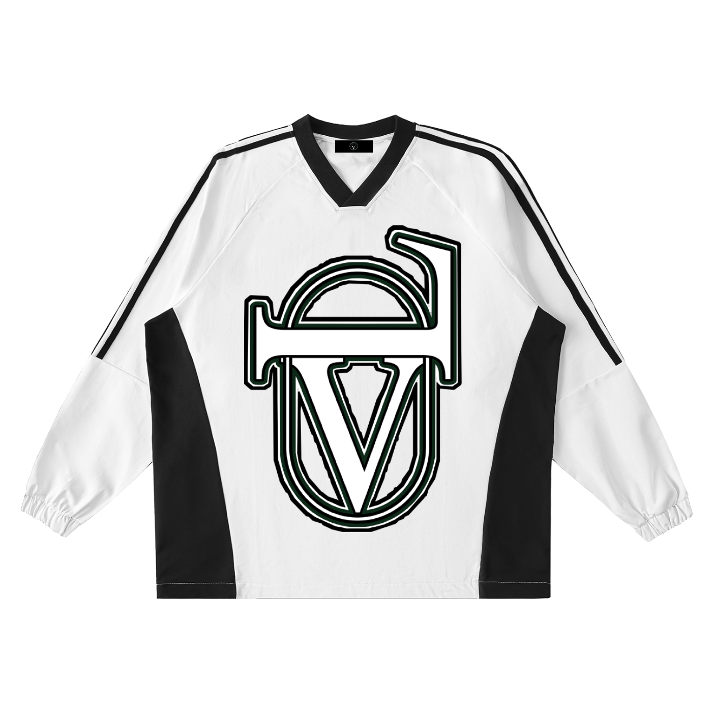 Color-Block V-Neck Long-Sleeve T-Shirt
