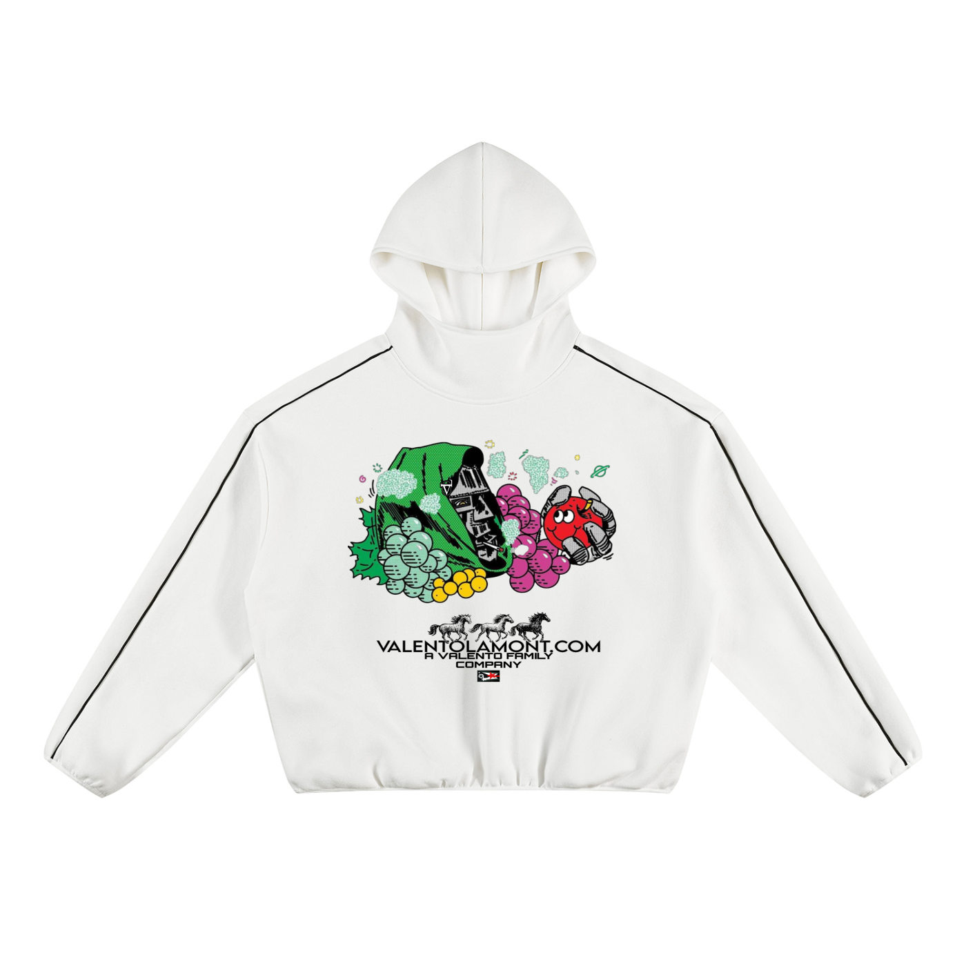 V Boxy Piping Fleece Hoodie