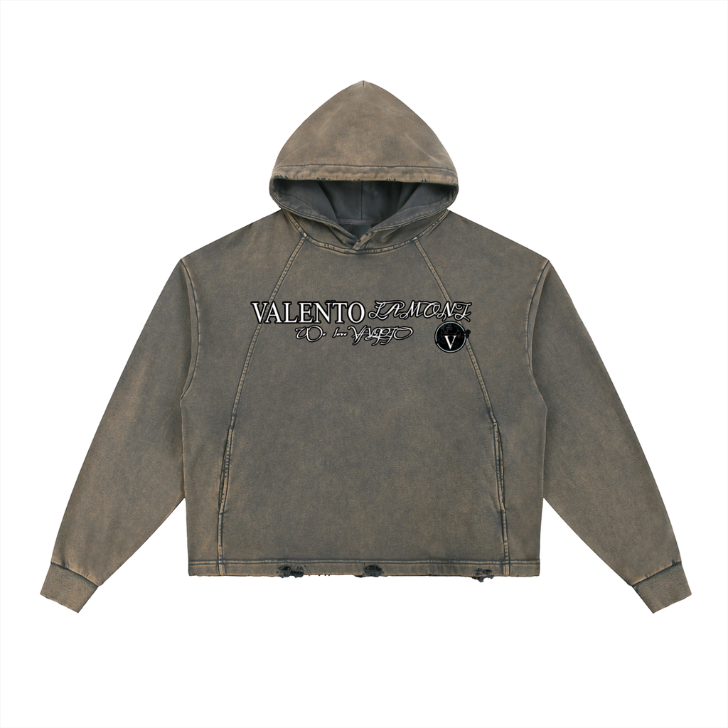 Vintage Washed Frayed-Hem Hoodie