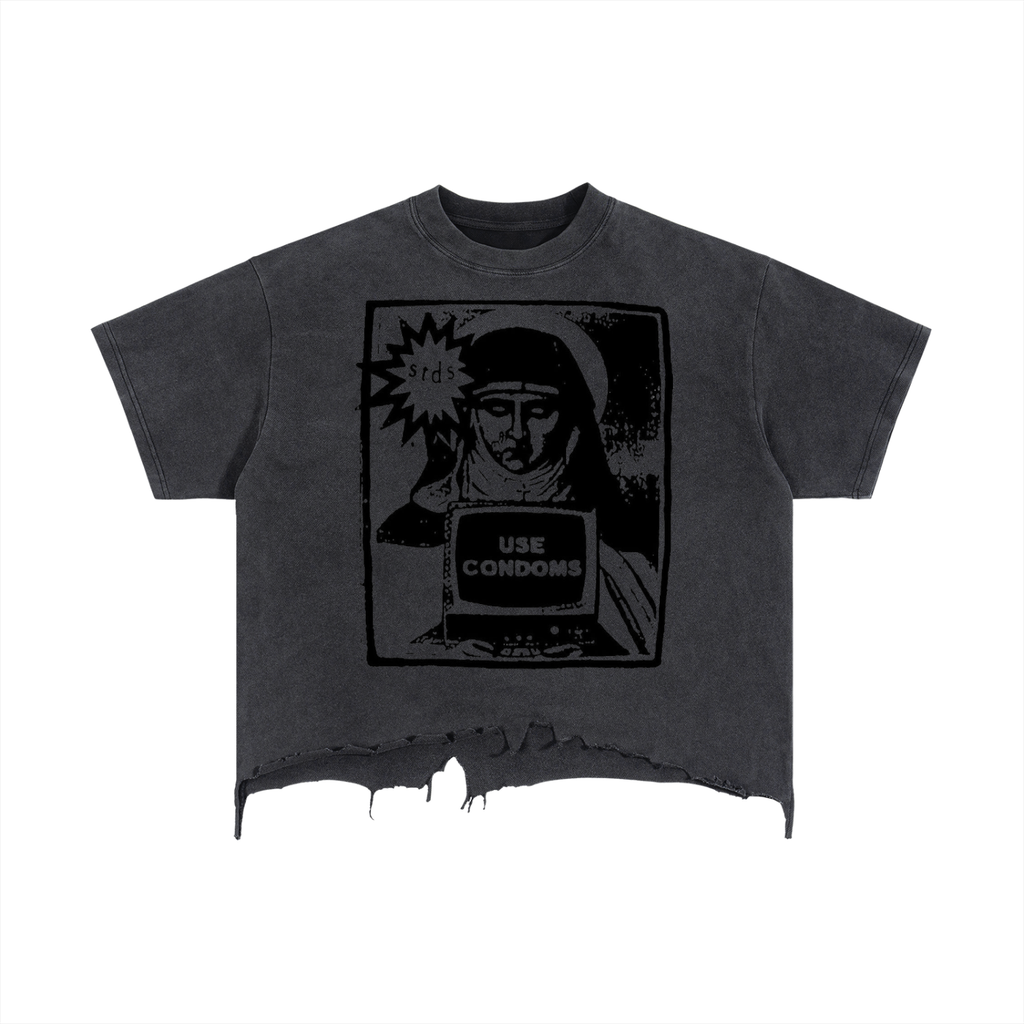 Vintage Wash Boxy Distressed Hem T-Shirt