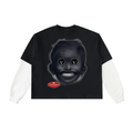 Layered Contrast Sleeve Cotton T-Shirt