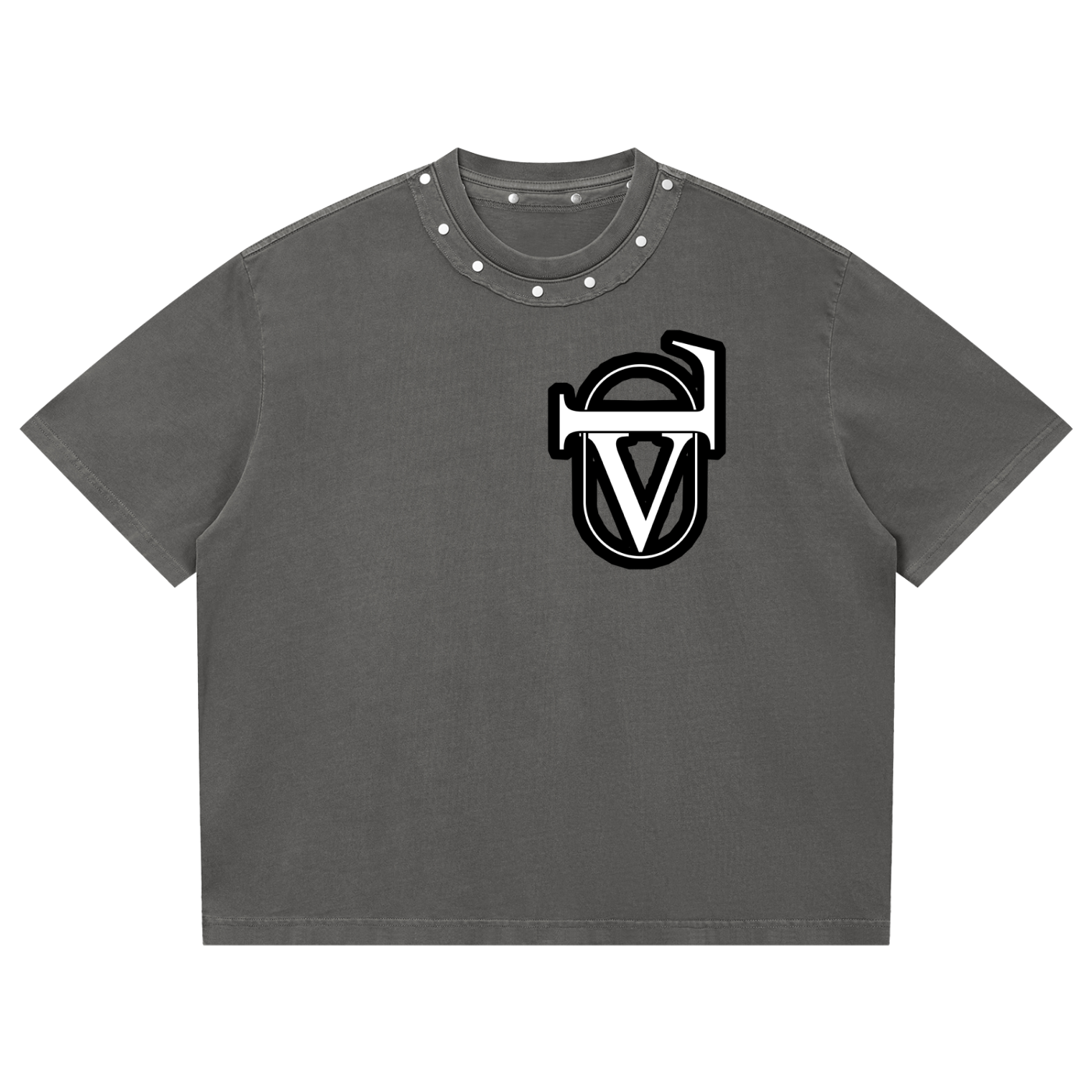 Unisex Washed Boxy Studded T-Shirt