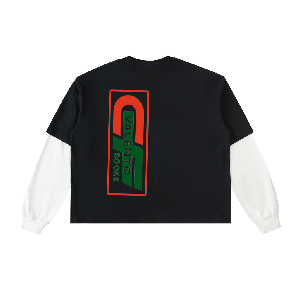 Layered Contrast Sleeve Cotton T-Shirt