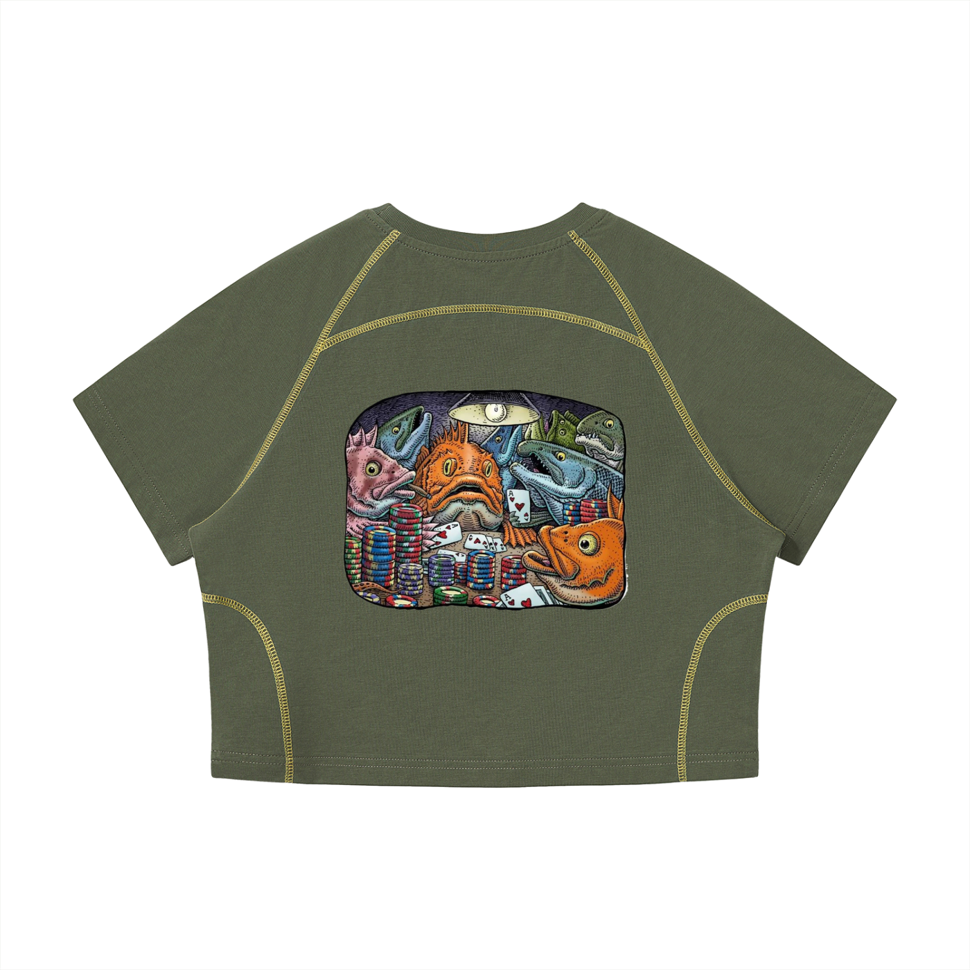 Women's Contrast Stitch Raglan Crop T-Shirt