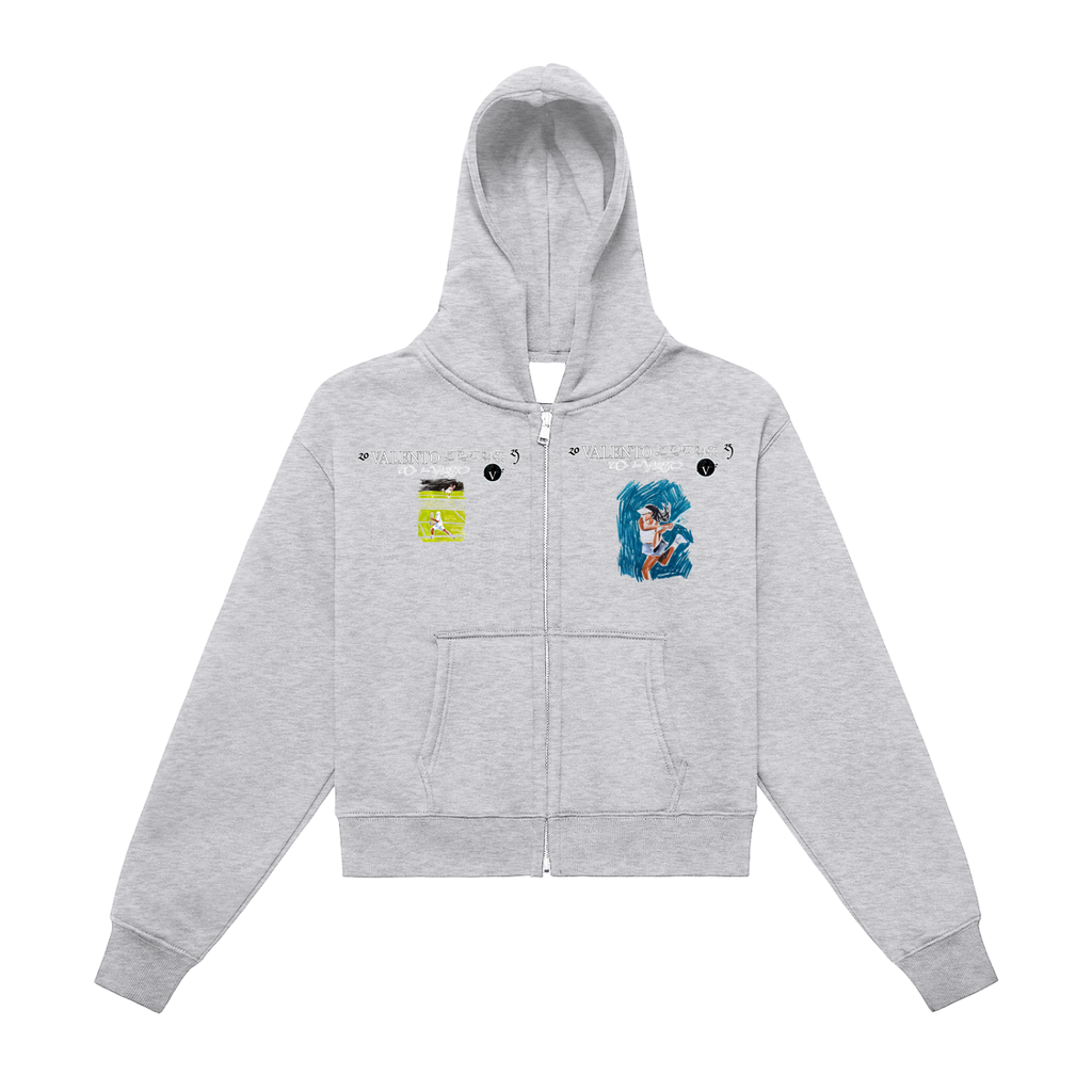 Fleeced Zip-Up Cropped Hoodie