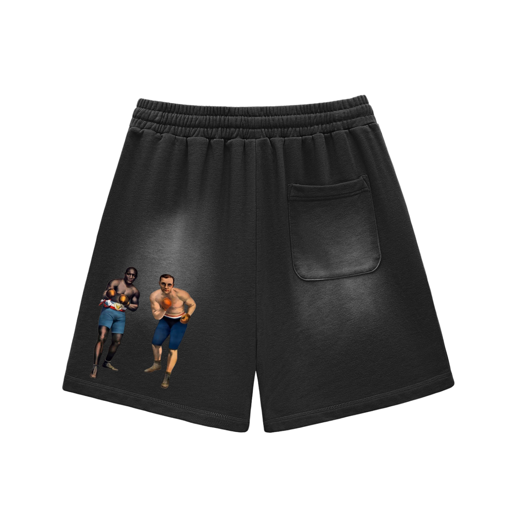 Sun Fade Raw Edge Cotton Shorts