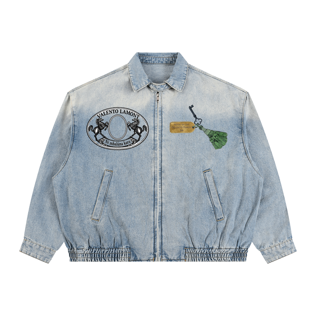 Unisex Vintage Wash Full-Zip Denim Jacket