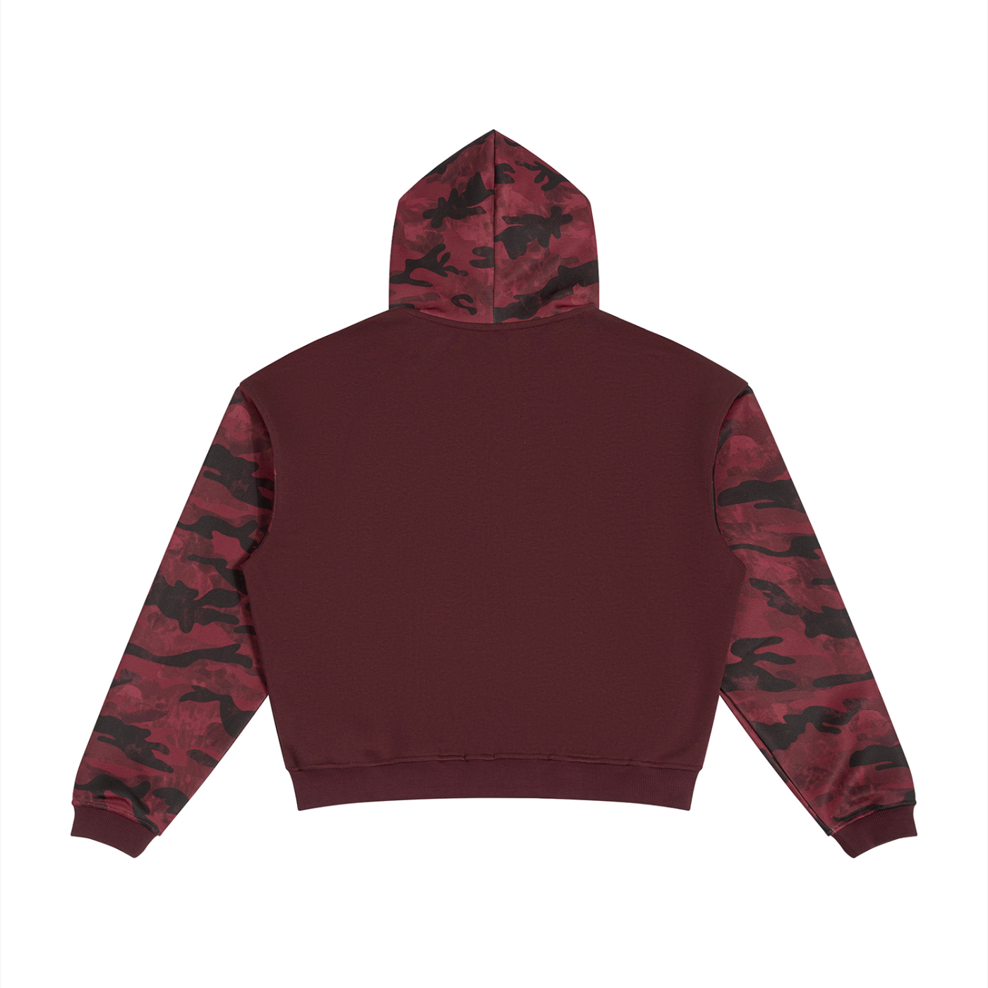 Unisex Colorblock Camo Full Zip Boxy Hoodie
