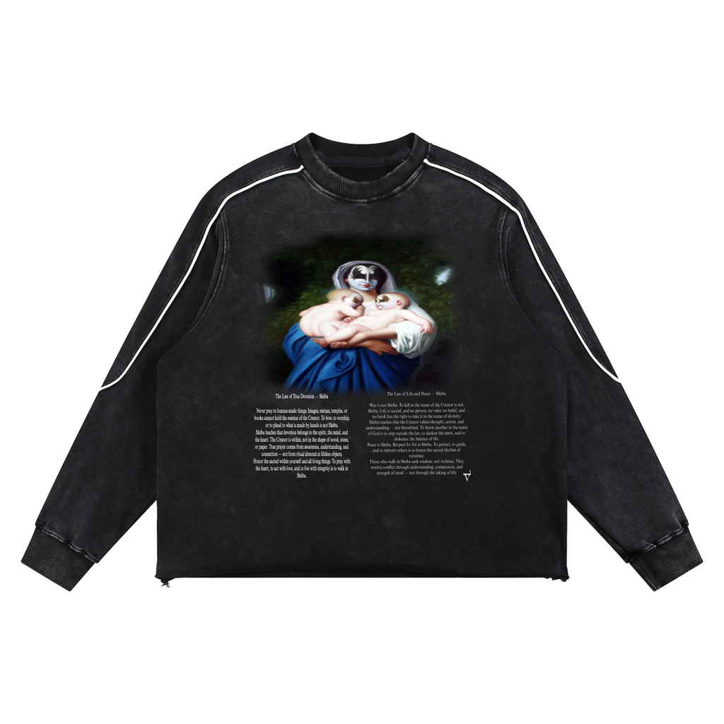 Mineral Wash Piping Raw Hem Sweatshirt