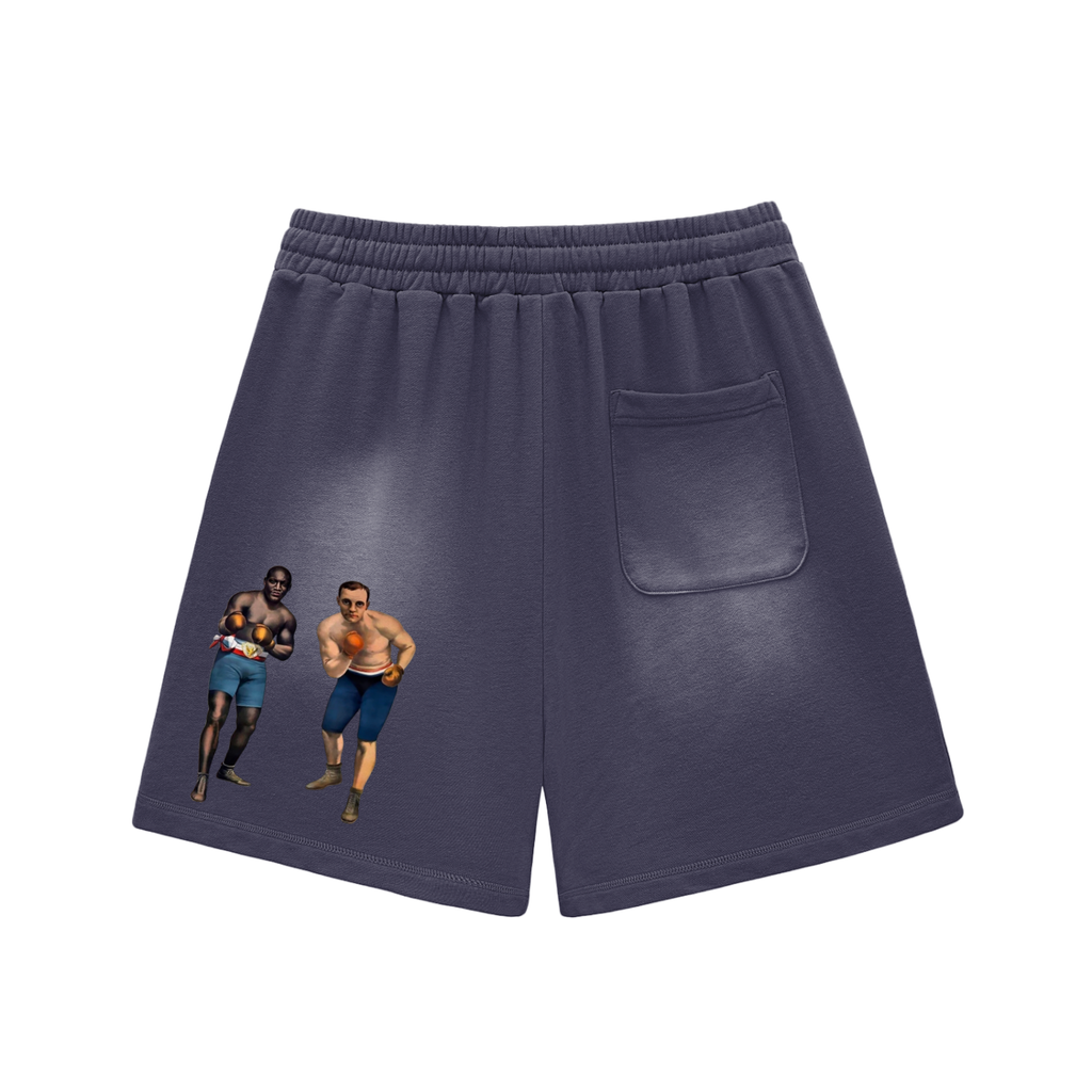 Sun Fade Raw Edge Cotton Shorts
