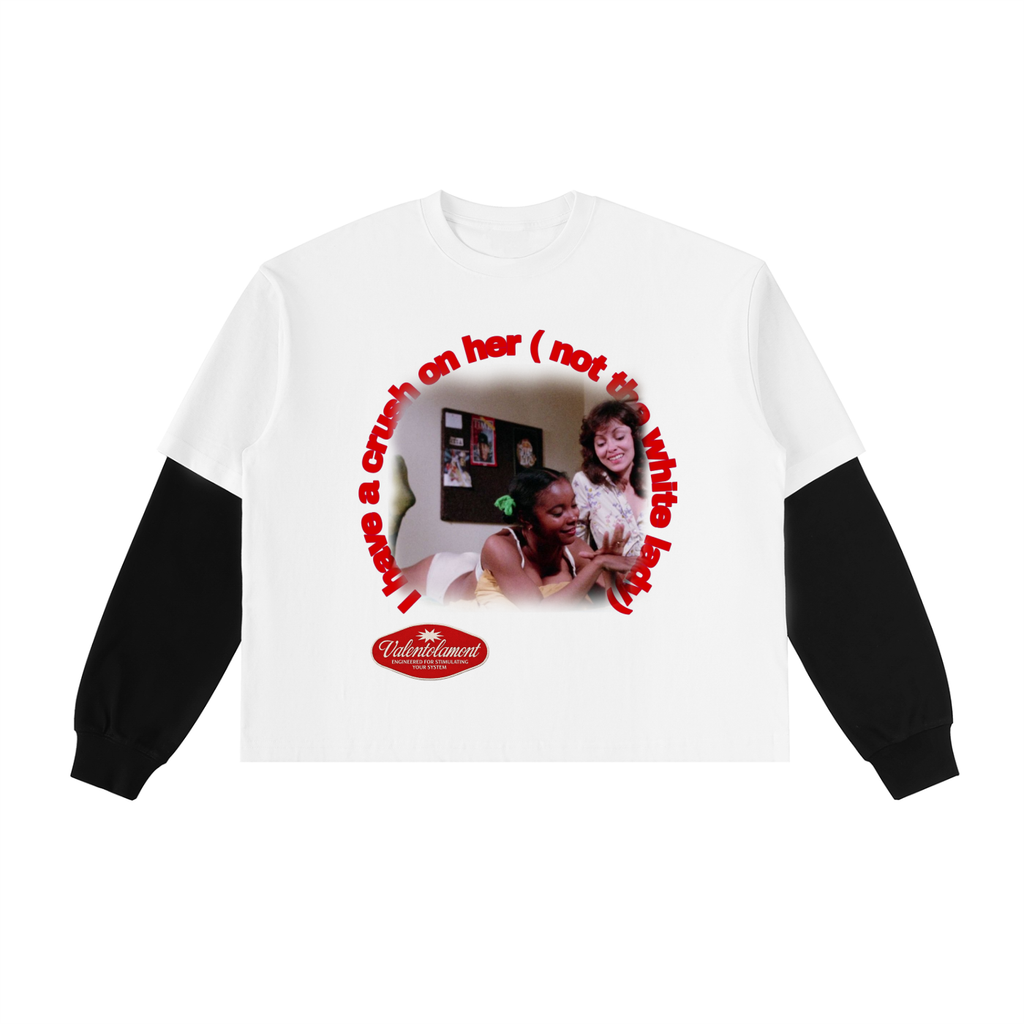 Layered Contrast Sleeve Cotton T-Shirt