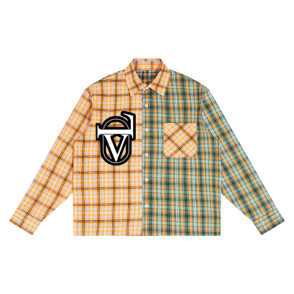 Unisex Oversized Plaid Color Block Shirt