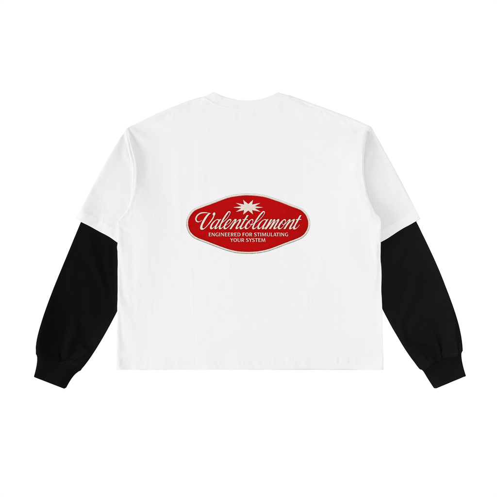 Layered Contrast Sleeve Cotton T-Shirt