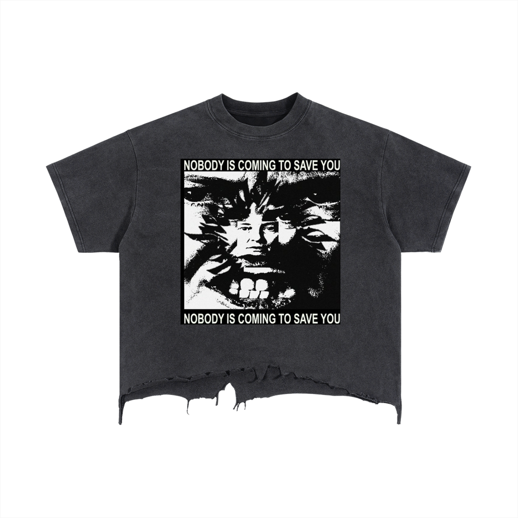 Vintage Wash Boxy Distressed Hem T-Shirt