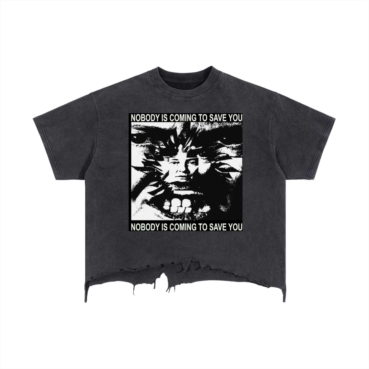 Vintage Wash Boxy Distressed Hem T-Shirt