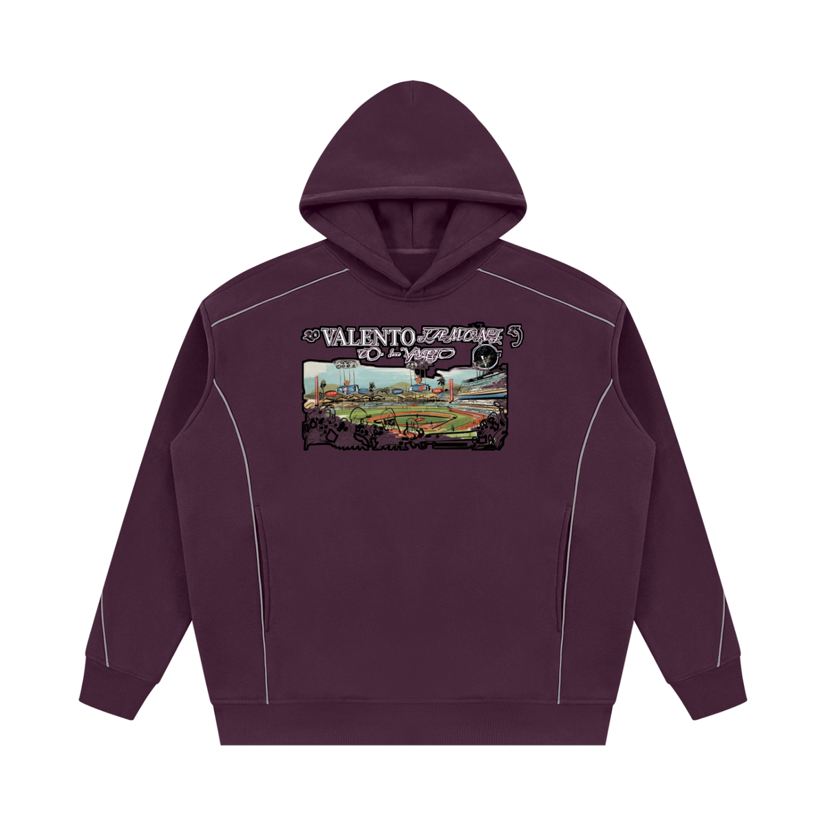 Unisex Oversized Piping Fleece Hoodie