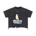 Vintage Wash Boxy Distressed Hem T-Shirt