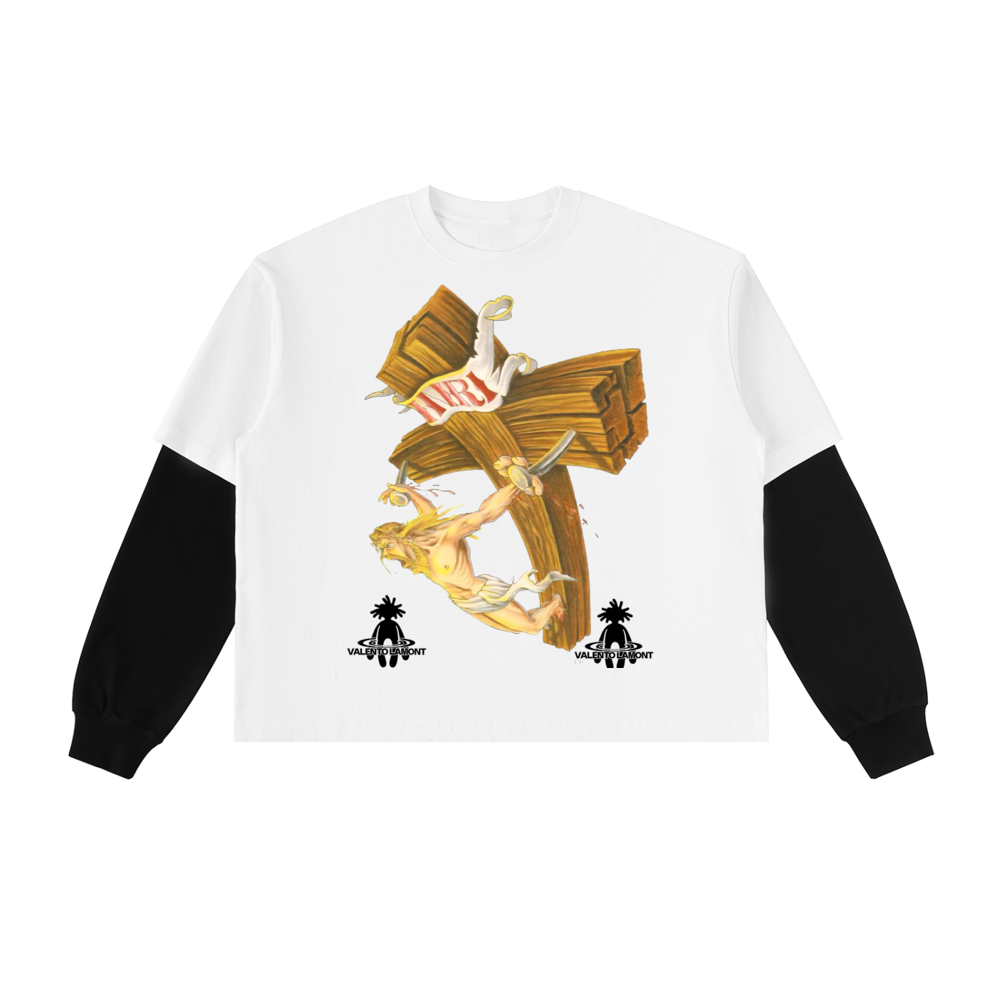 Layered Contrast Sleeve Cotton T-Shirt