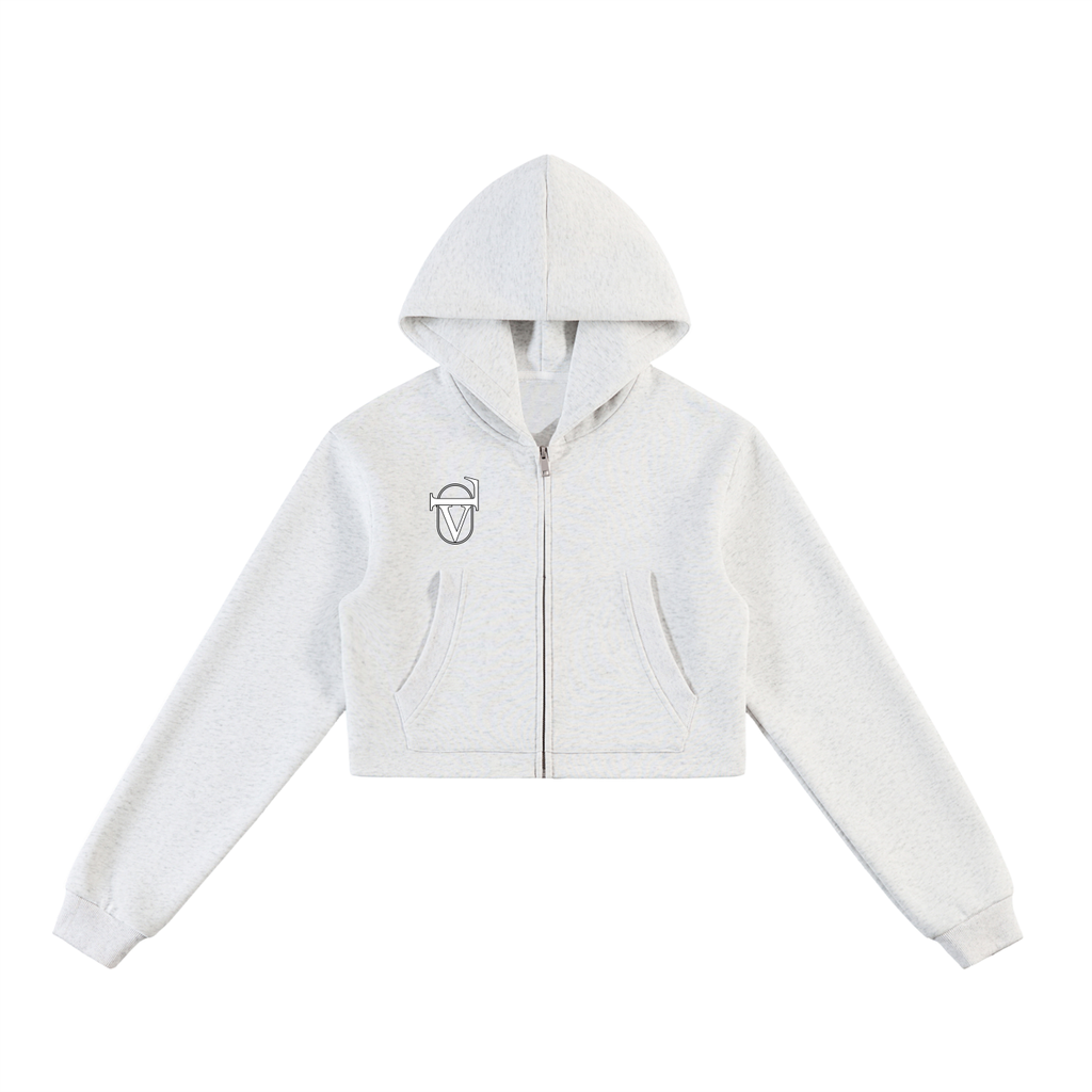 Essential Cropped Zip-Up Hoodie