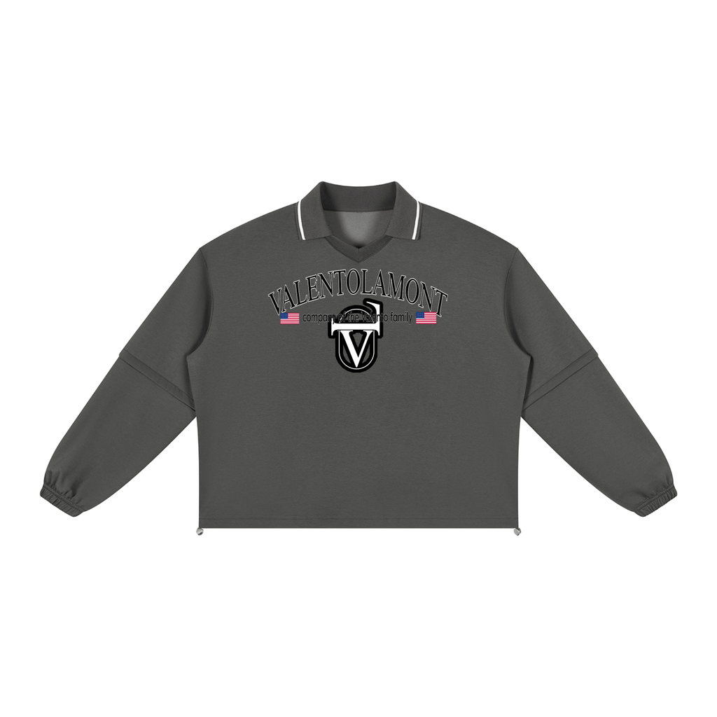 V Boxy Collared Detachable Sweatshirt