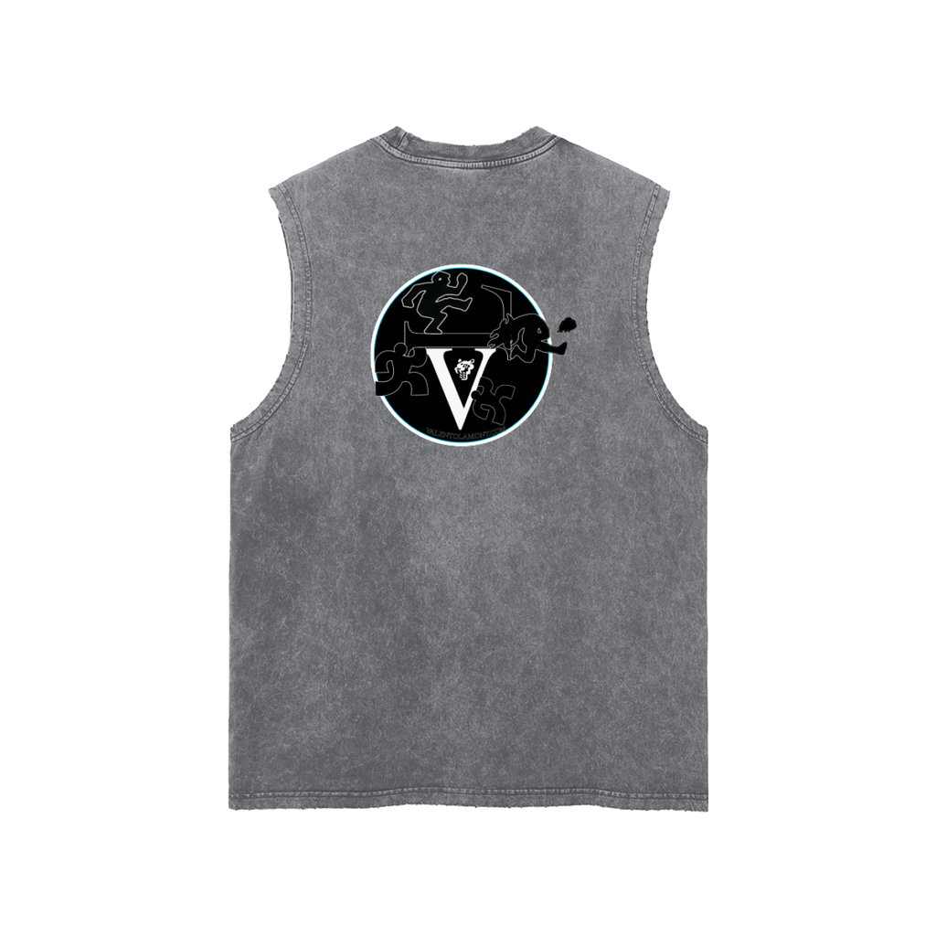 Snow Washed Frayed Hem Tank Top