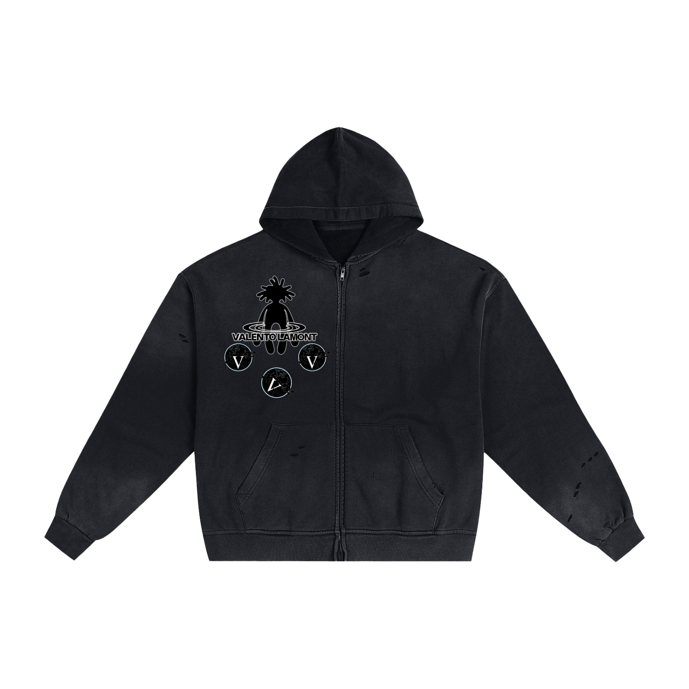 Hand-Frayed Sunfade Zip Hoodie