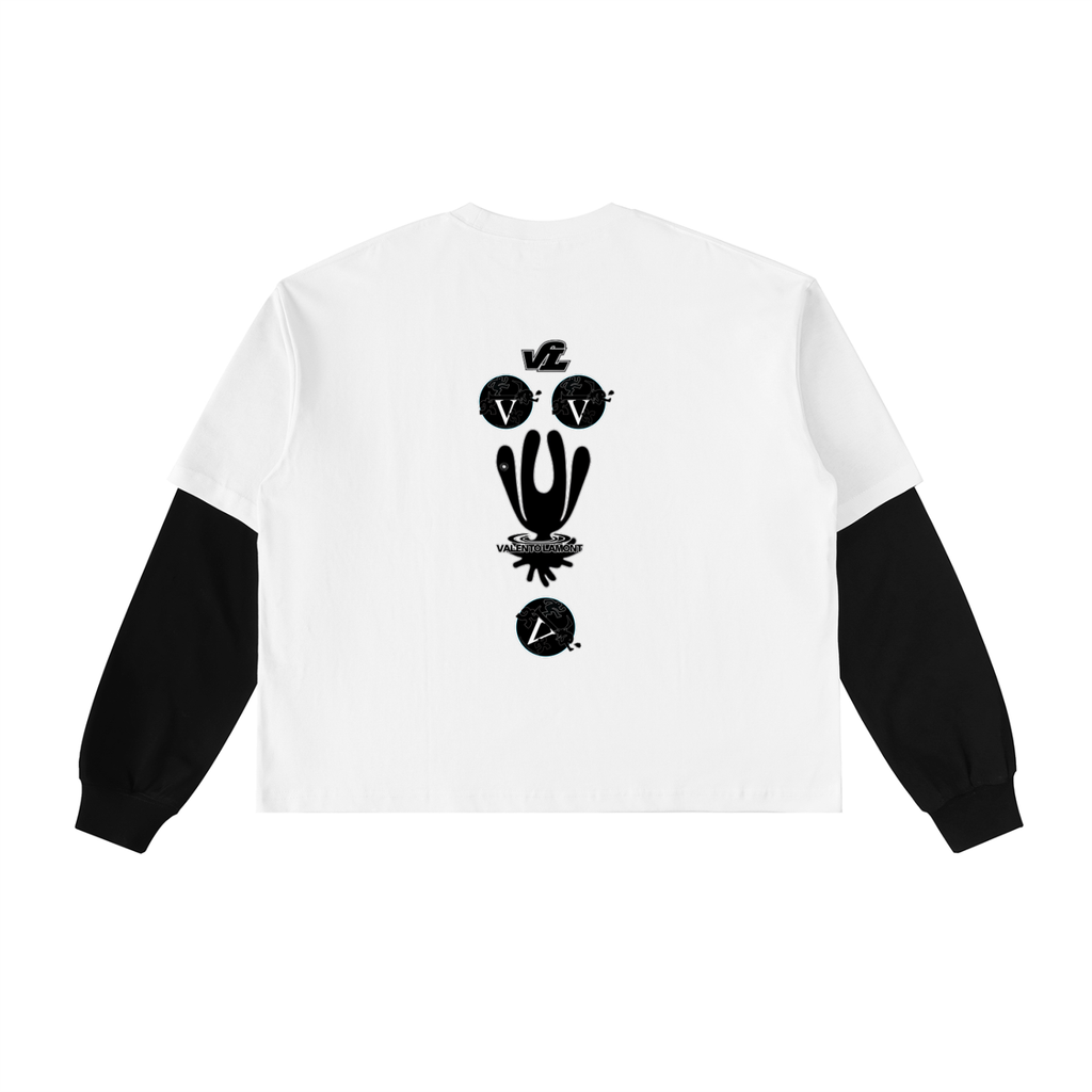 Layered Contrast Sleeve Cotton T-Shirt