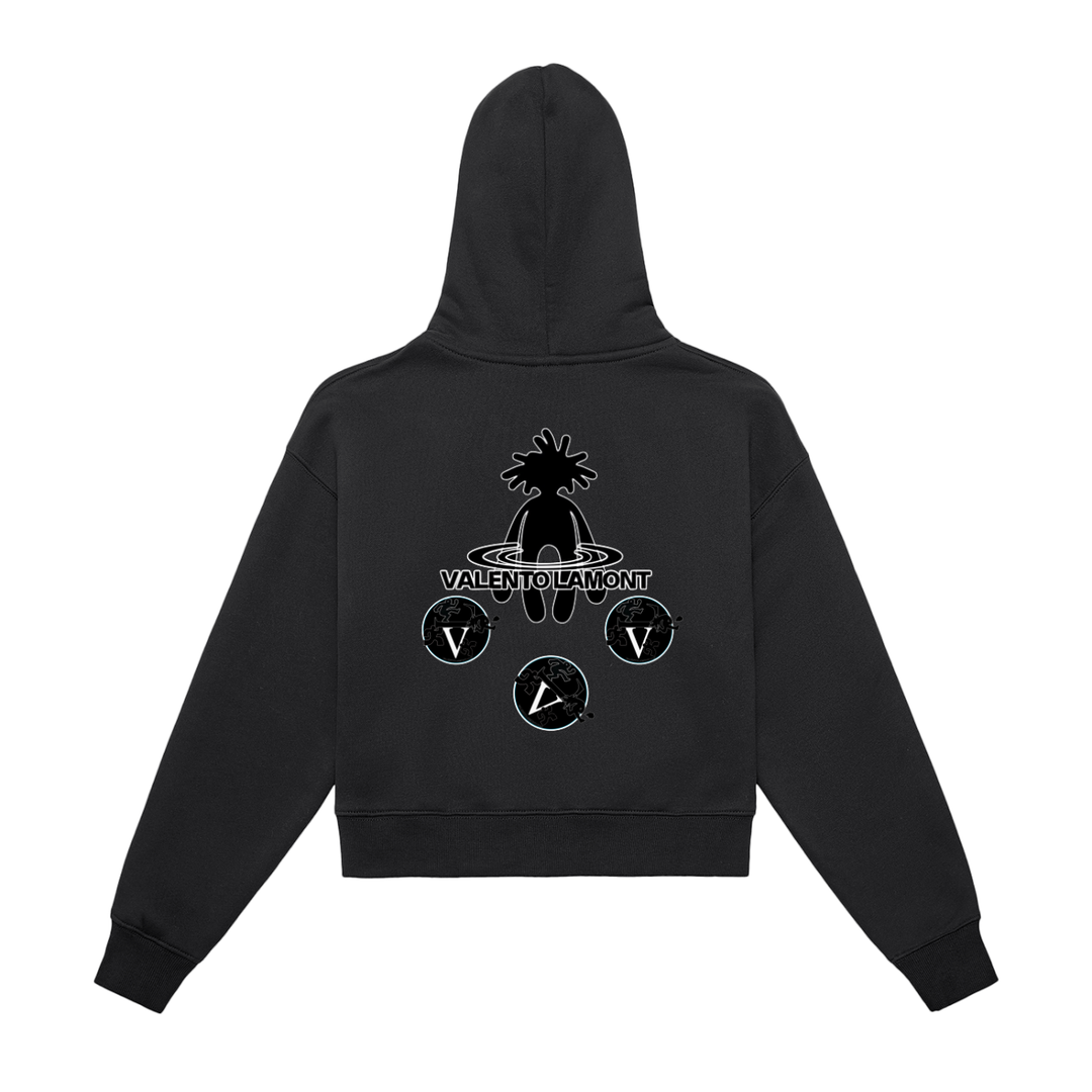 Fleeced Zip-Up Cropped Hoodie