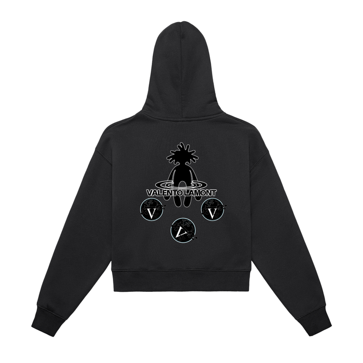 Fleeced Zip-Up Cropped Hoodie