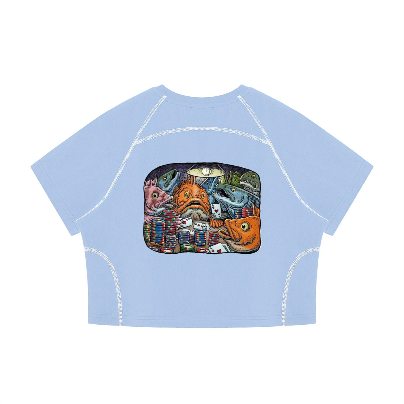 Women's Contrast Stitch Raglan Crop T-Shirt