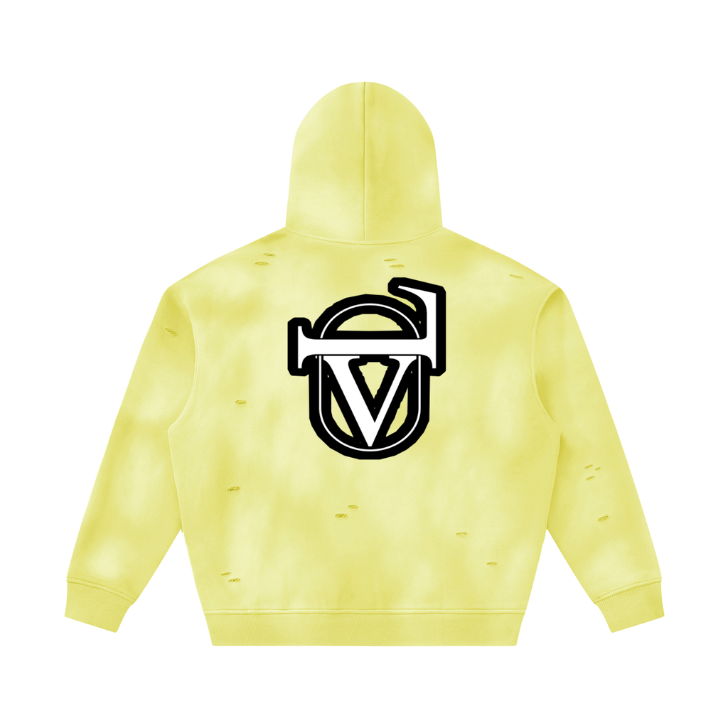 Unisex Sunfade Frayed Fleece Hoodie