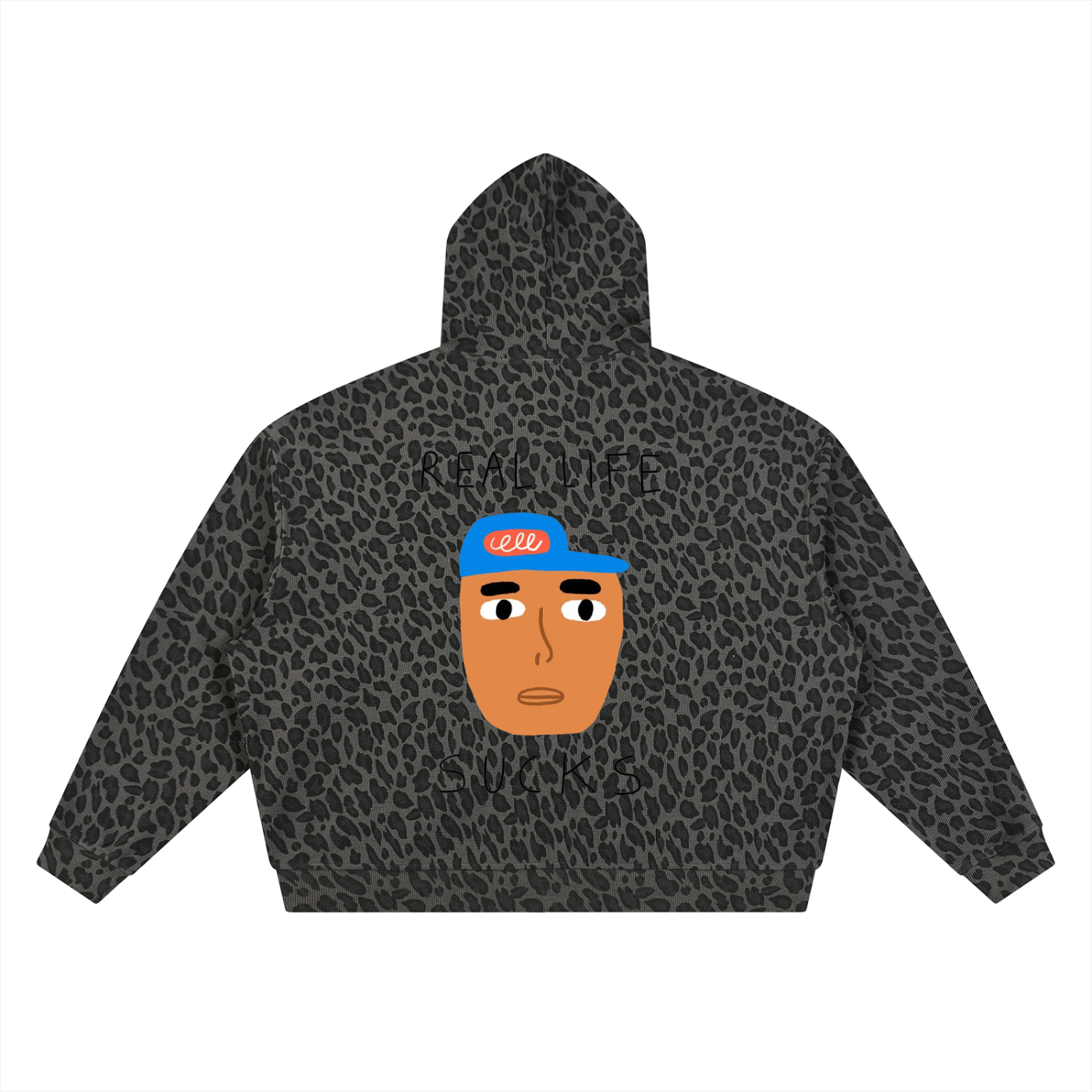 Unisex Leopard Print Waffle Full Zip Hoodie