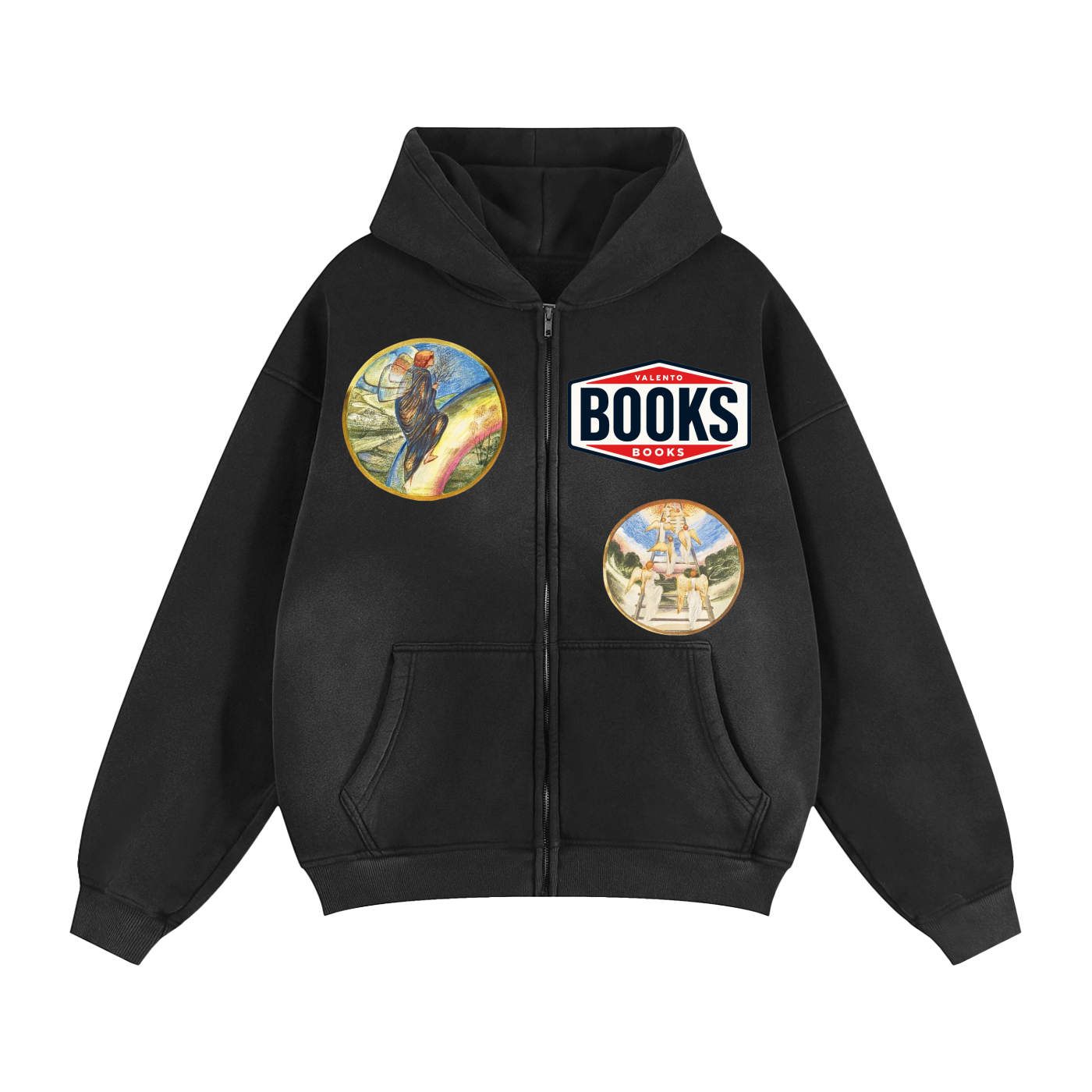 Sunfade Two-way Zipper Boxy Fleece Hoodie