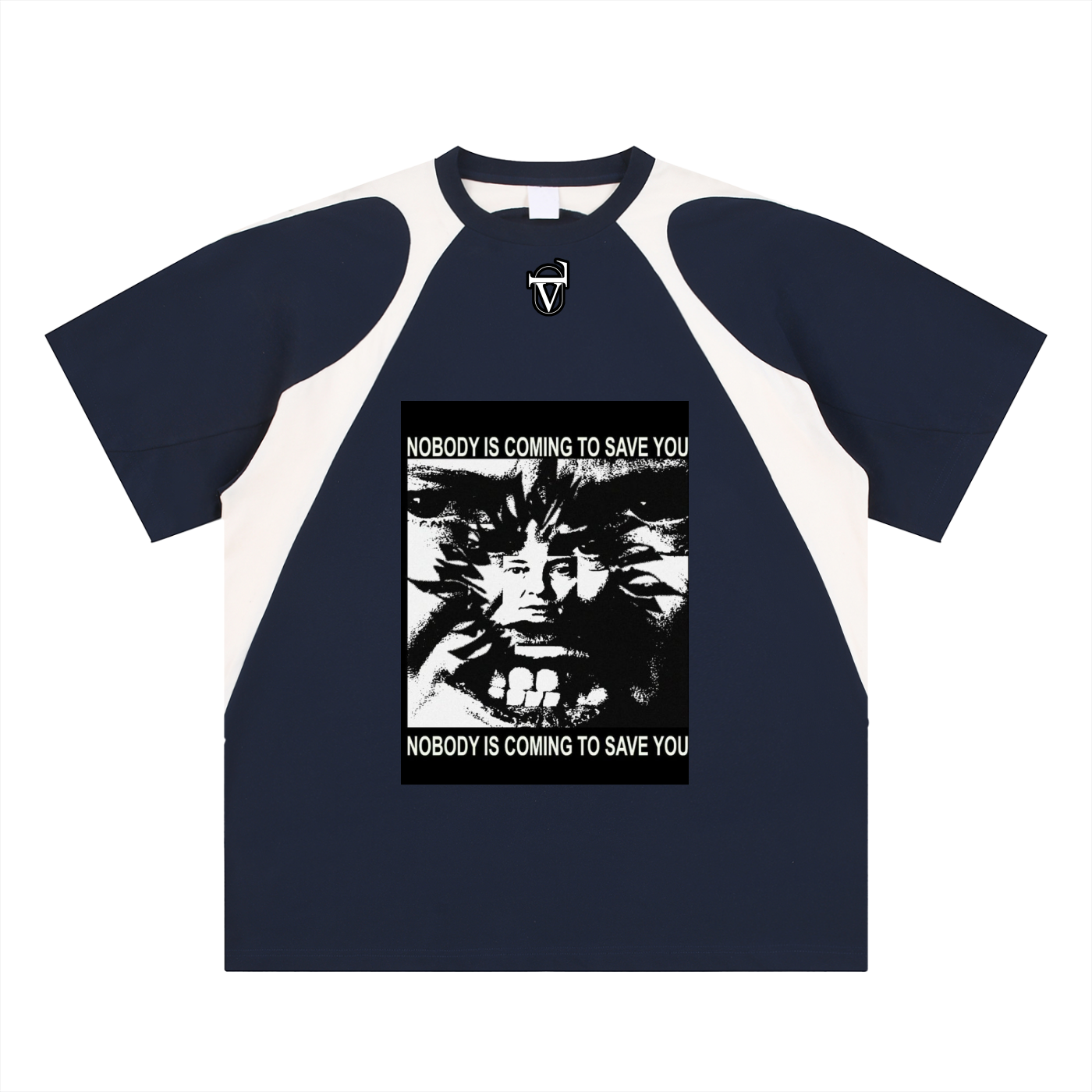 Contrast Panel Cotton T-Shirt