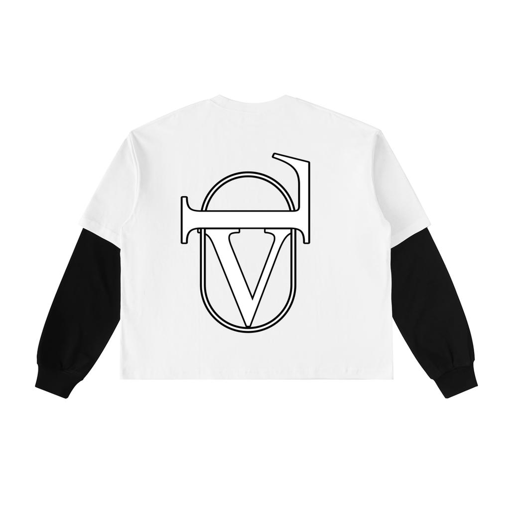 Layered Contrast Sleeve Cotton T-Shirt