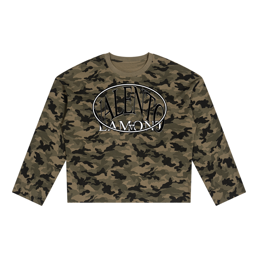 Unisex Camo Waffle Raw Edge T-Shirt