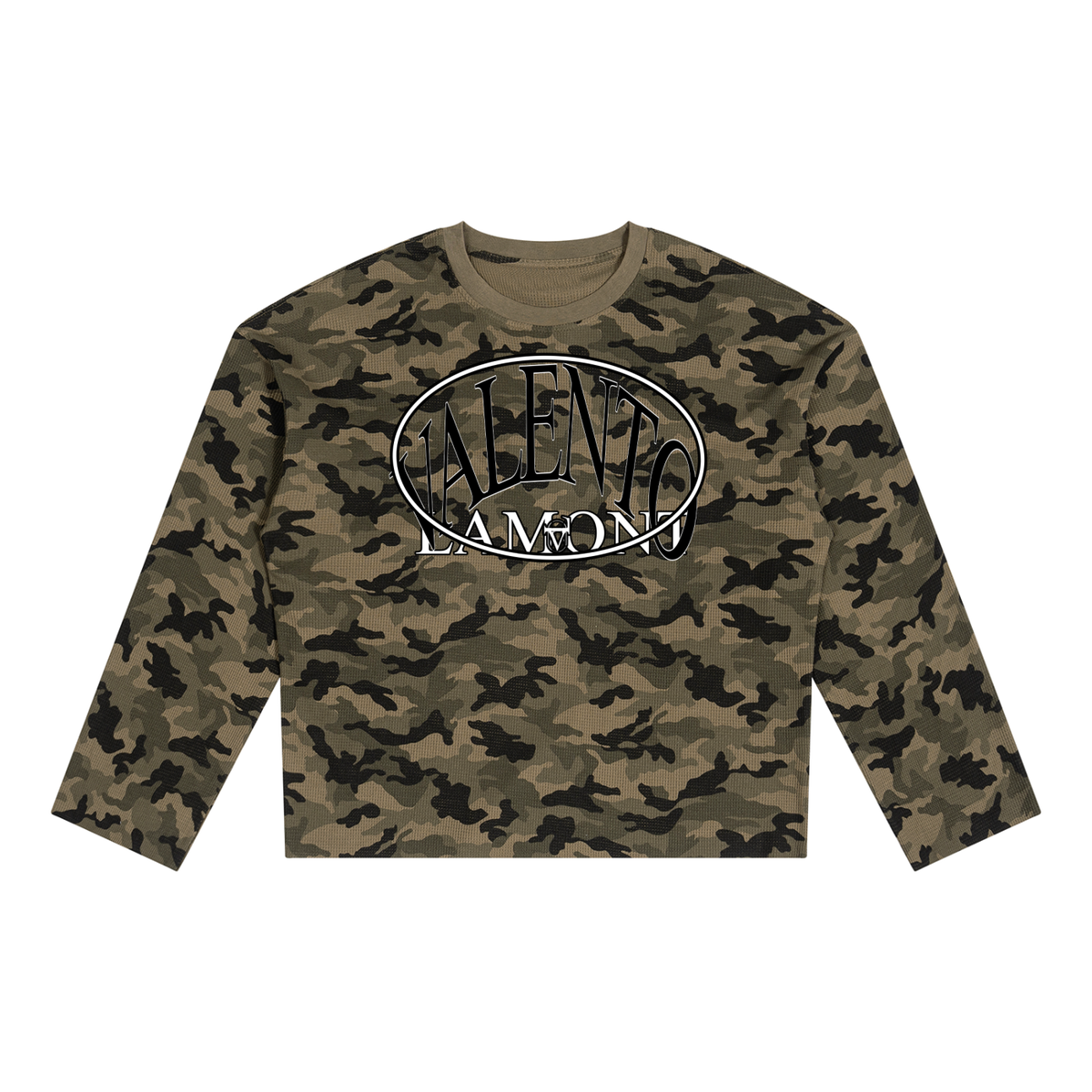 Unisex Camo Waffle Raw Edge T-Shirt