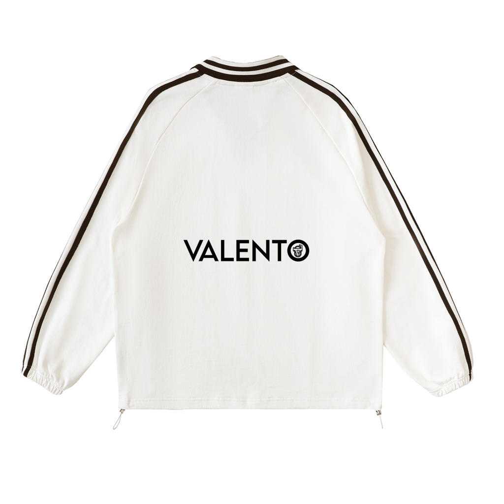 Contrast Striped Lapel Collar Sweatshirt
