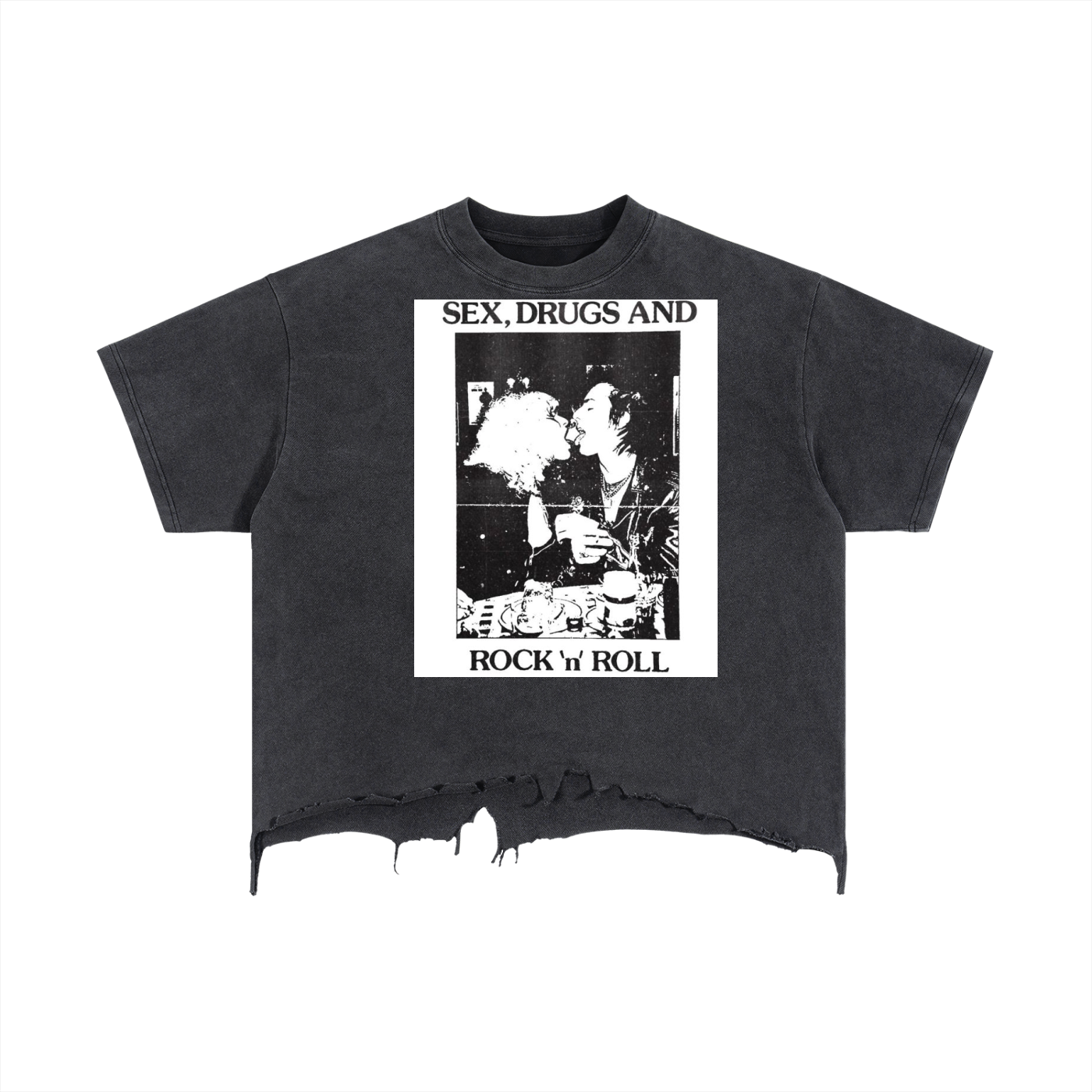 Vintage Wash Boxy Distressed Hem T-Shirt