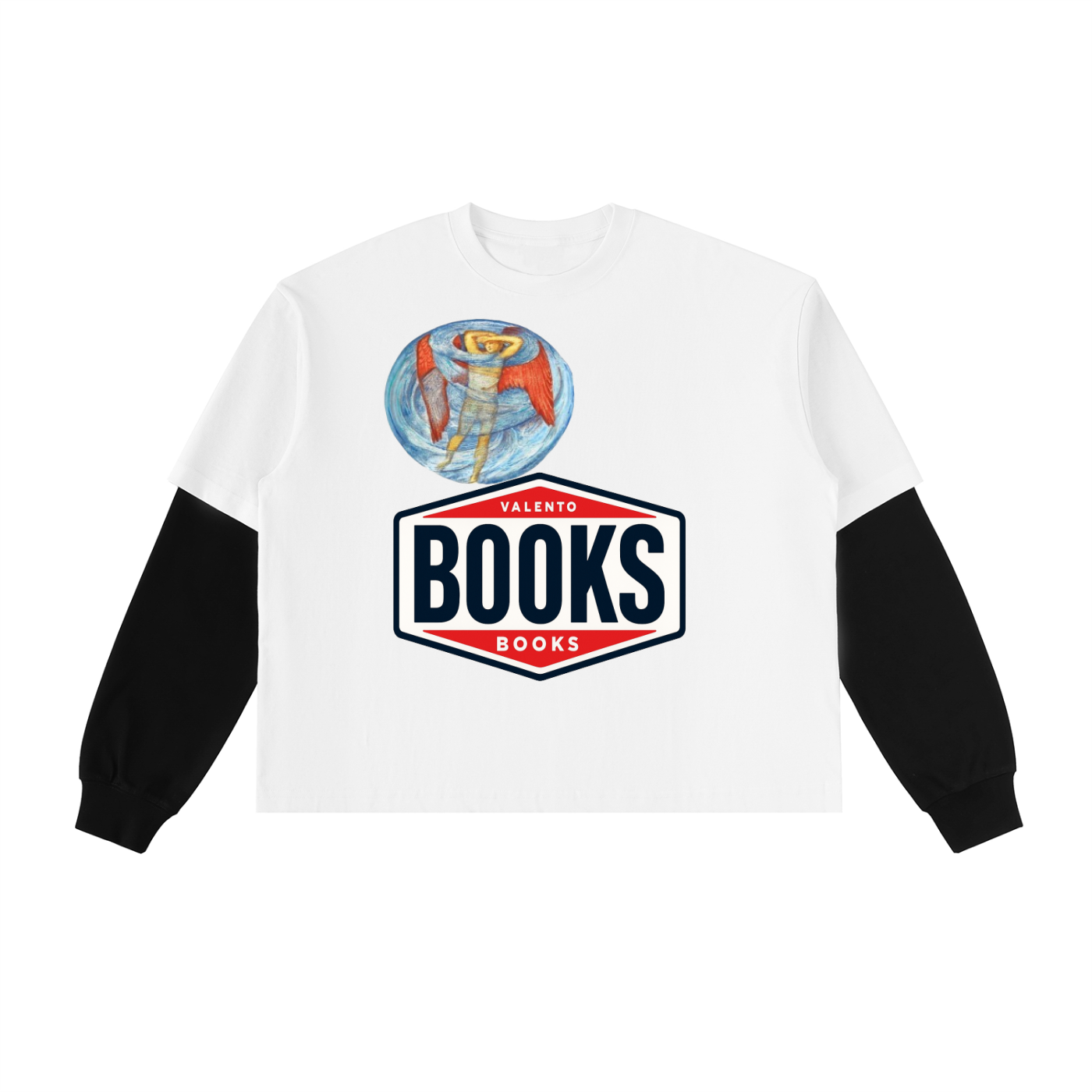 Layered Contrast Sleeve Cotton T-Shirt
