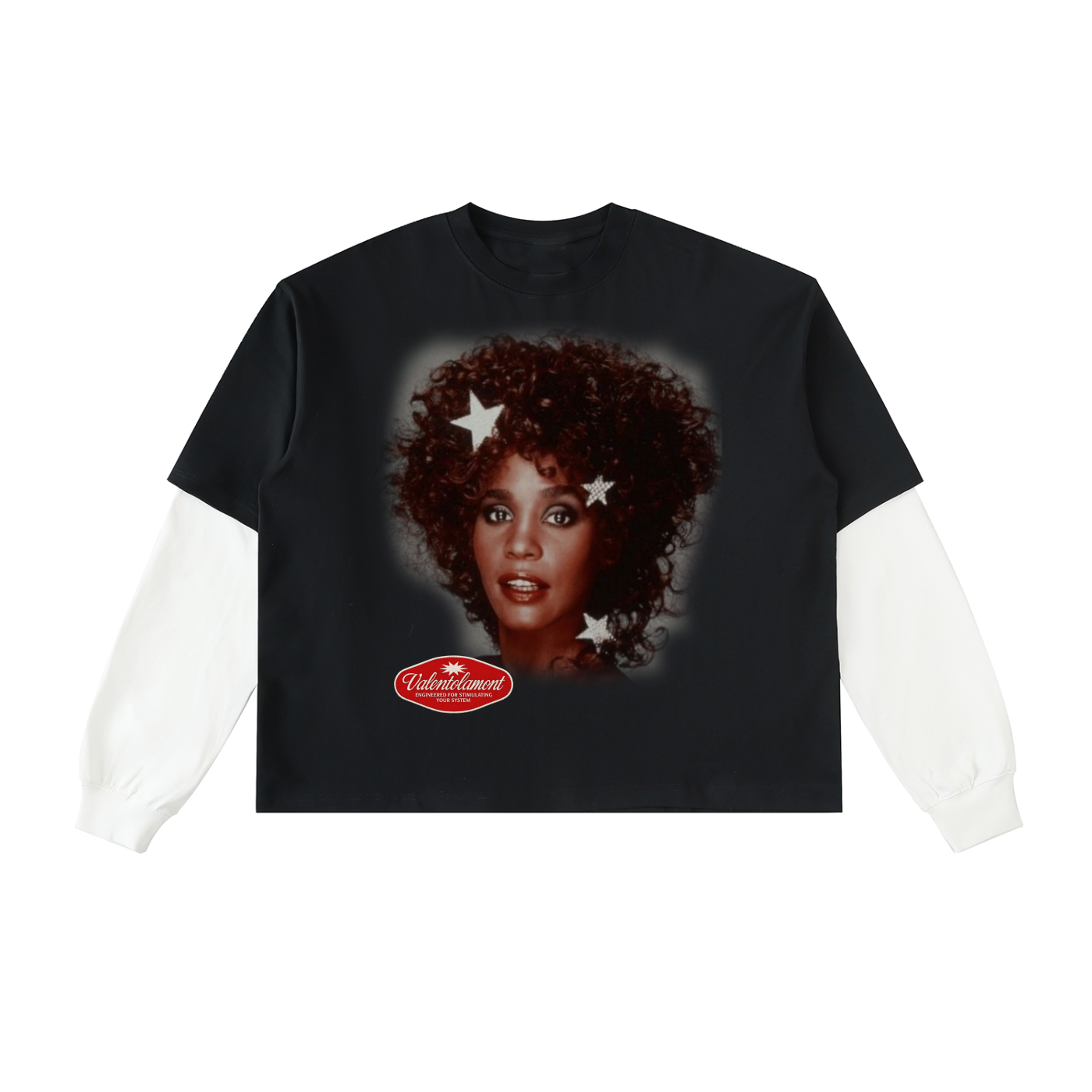 Layered Contrast Sleeve Cotton T-Shirt